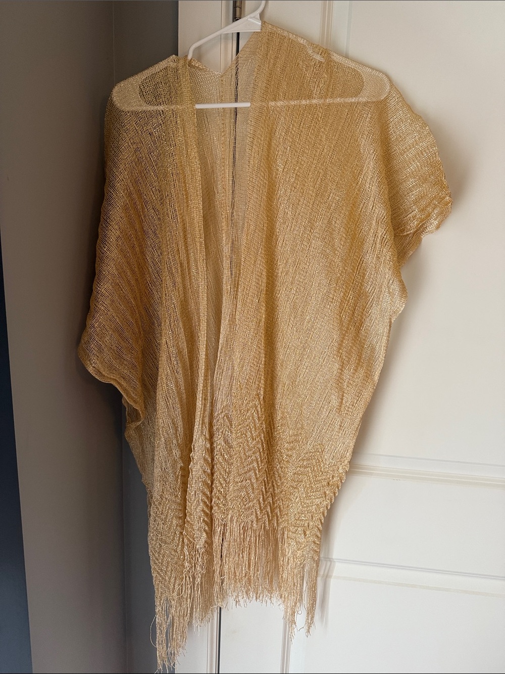 Lightweight Gold Fringe Kimono Cover-Up